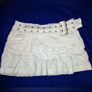 White Belted Mini Skirt